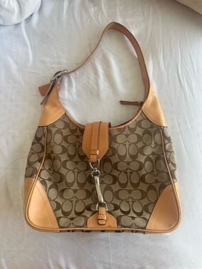 Coach Vintage Monogram Shoulder Bag in Brown and Tan Leather